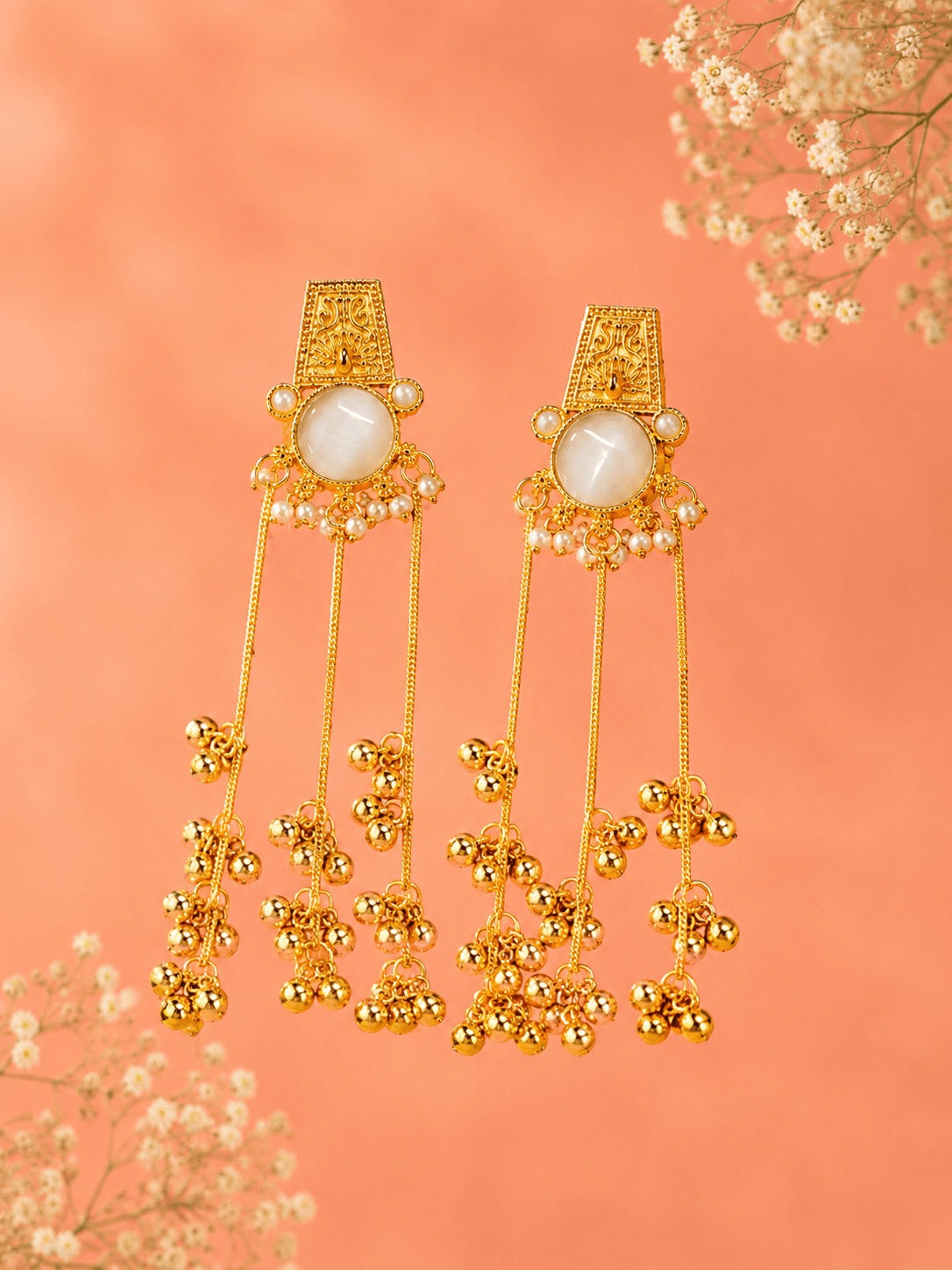 Moonlit Pearl Tassel Earrings