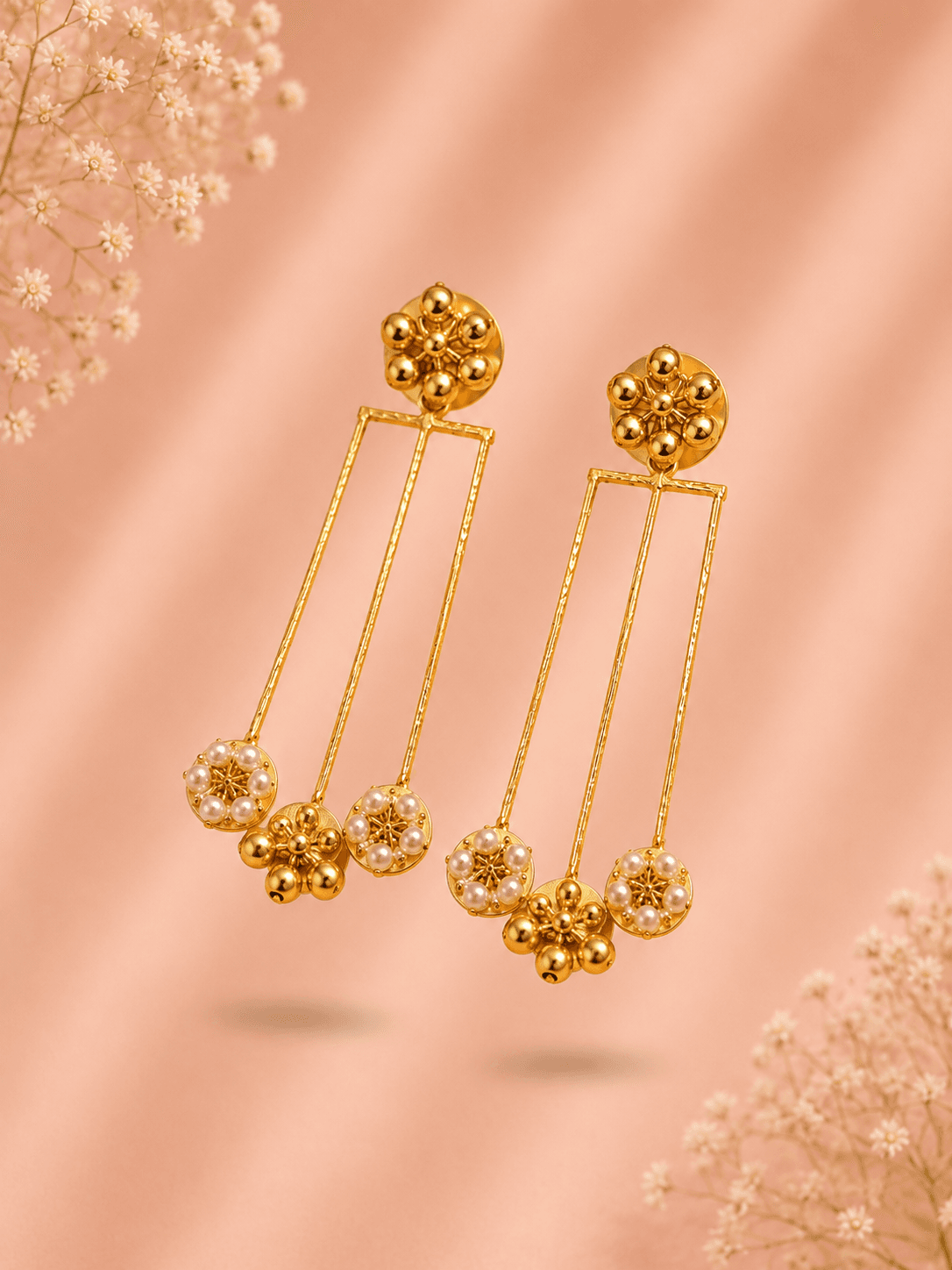 Golden Bloom Tassel Drop Earrings