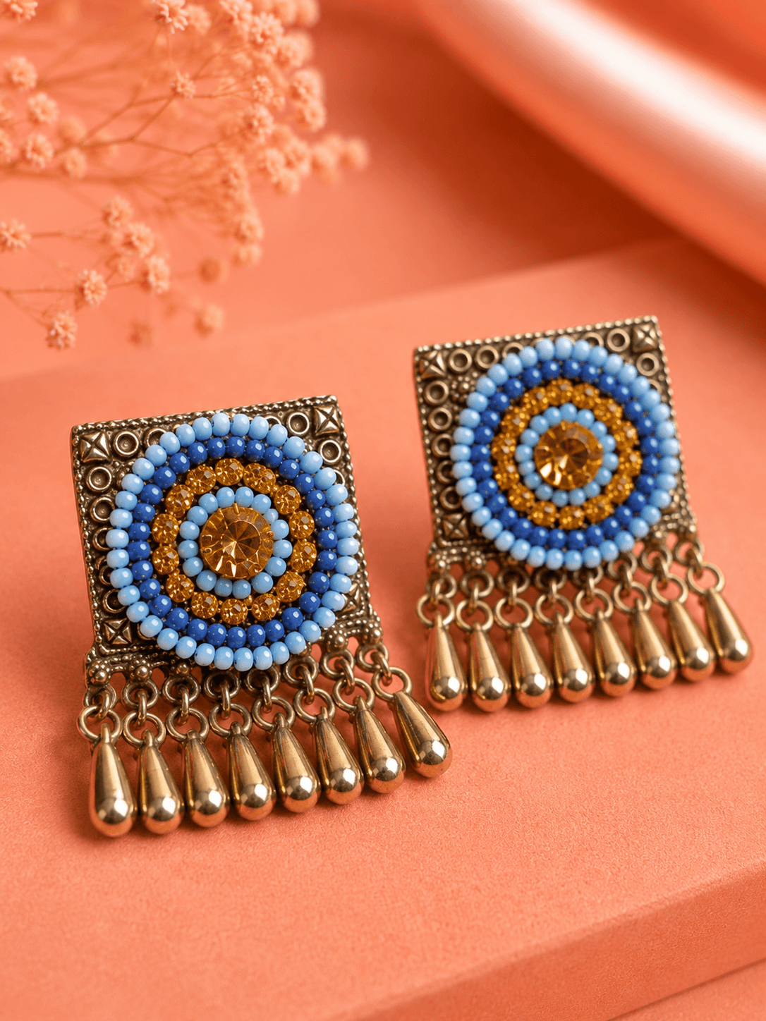 Beaded Circle Drop Earrings