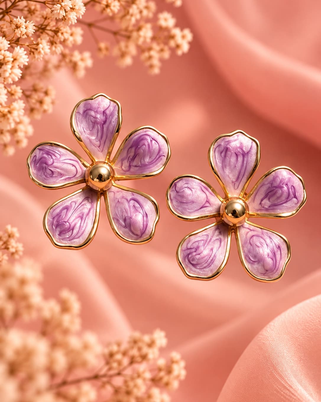 Lavender Bloom Petal Stud Earrings
