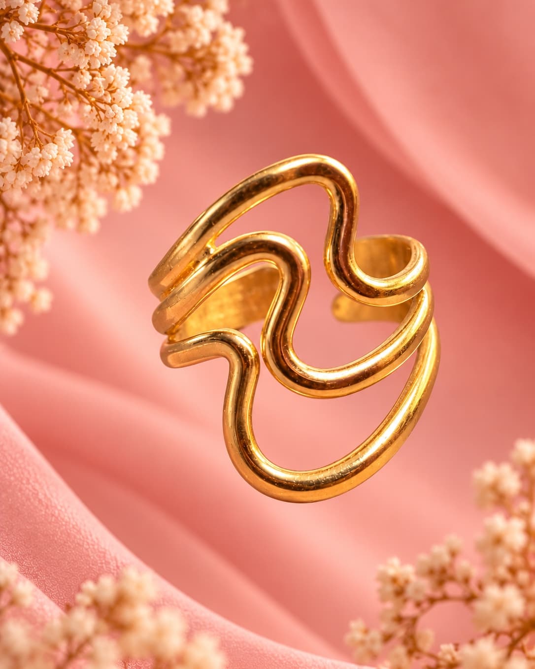 Wavy Swirl Layered Gold Ring