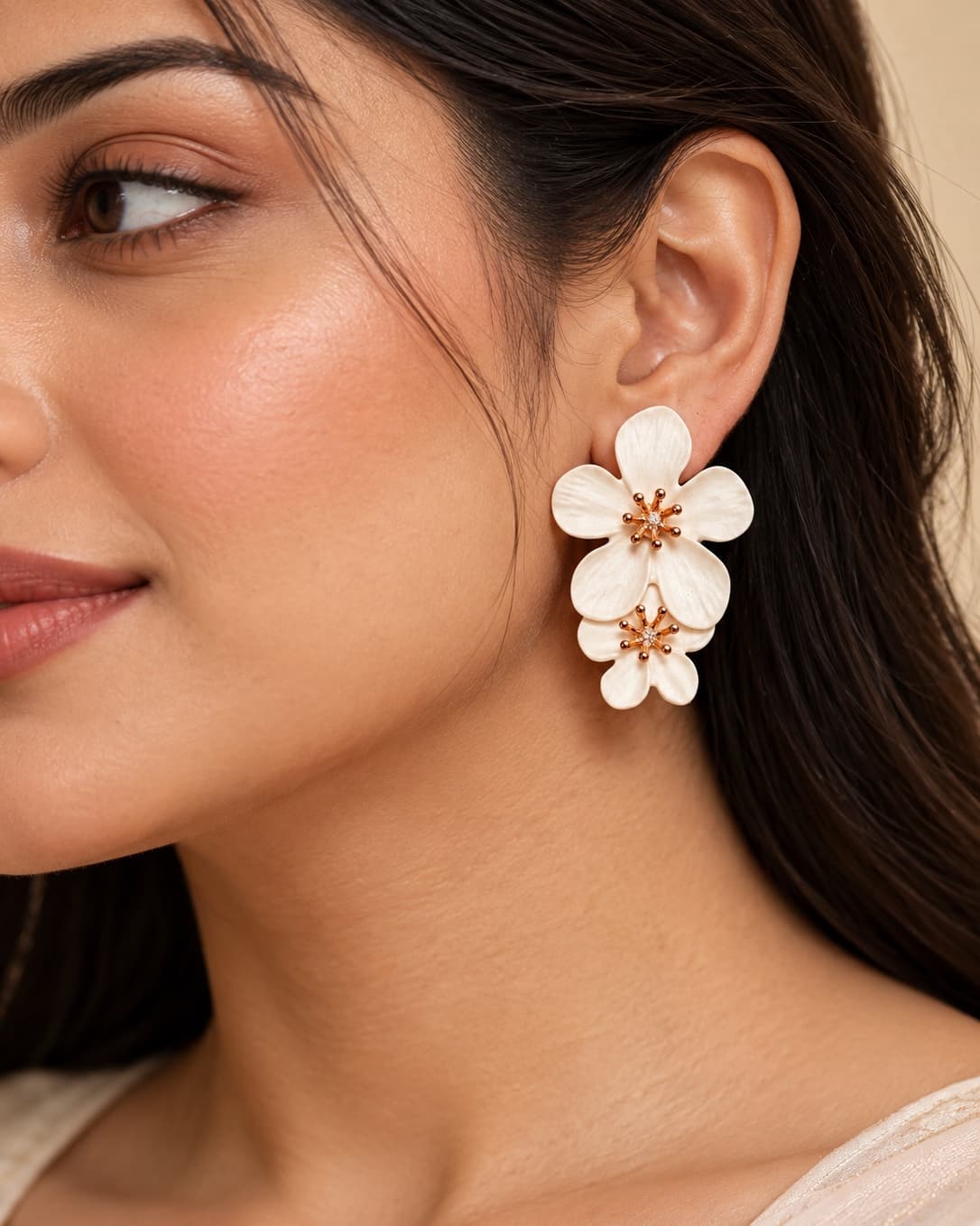 Ivory Blossom Drop Earrings